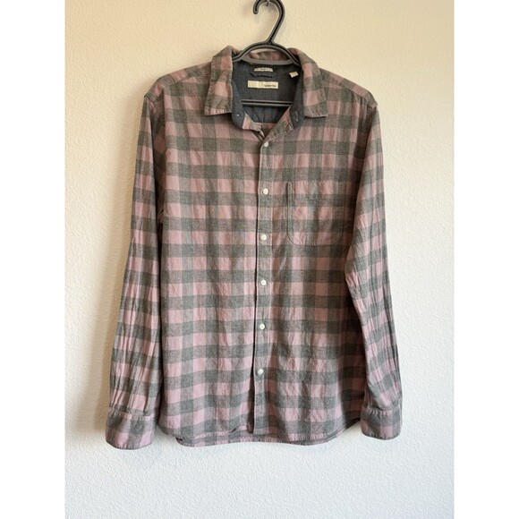 Hawker Rye Men's Pink Gray Plaid Flannel Button Down Shirt Slim Fit Medium - Picture 1 of 11